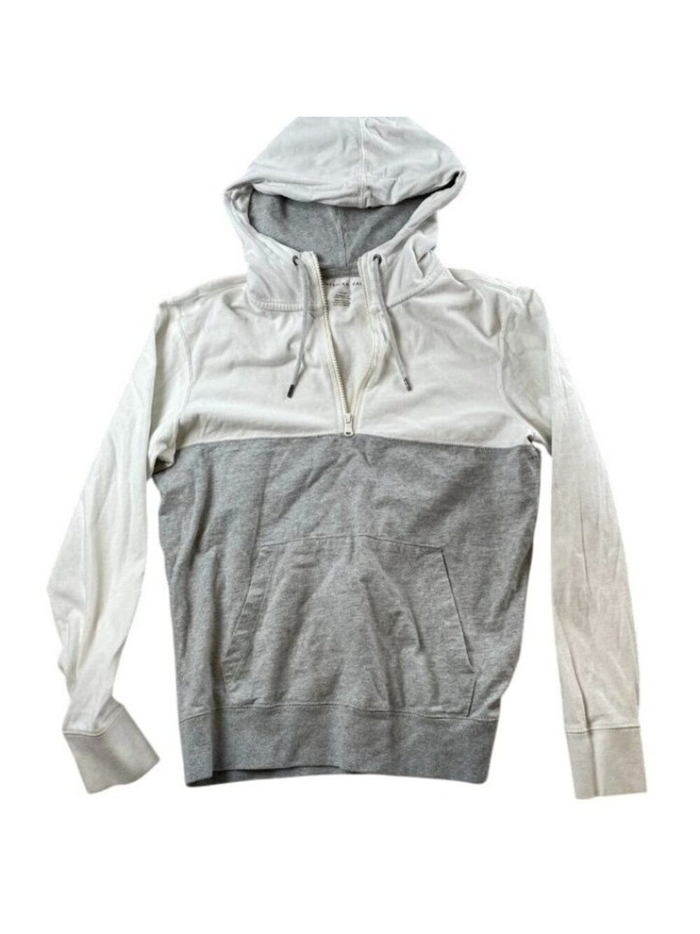 American Eagle Men Hoodie Sweatshirt Small Standard Fit Colorblock Gray Pullover